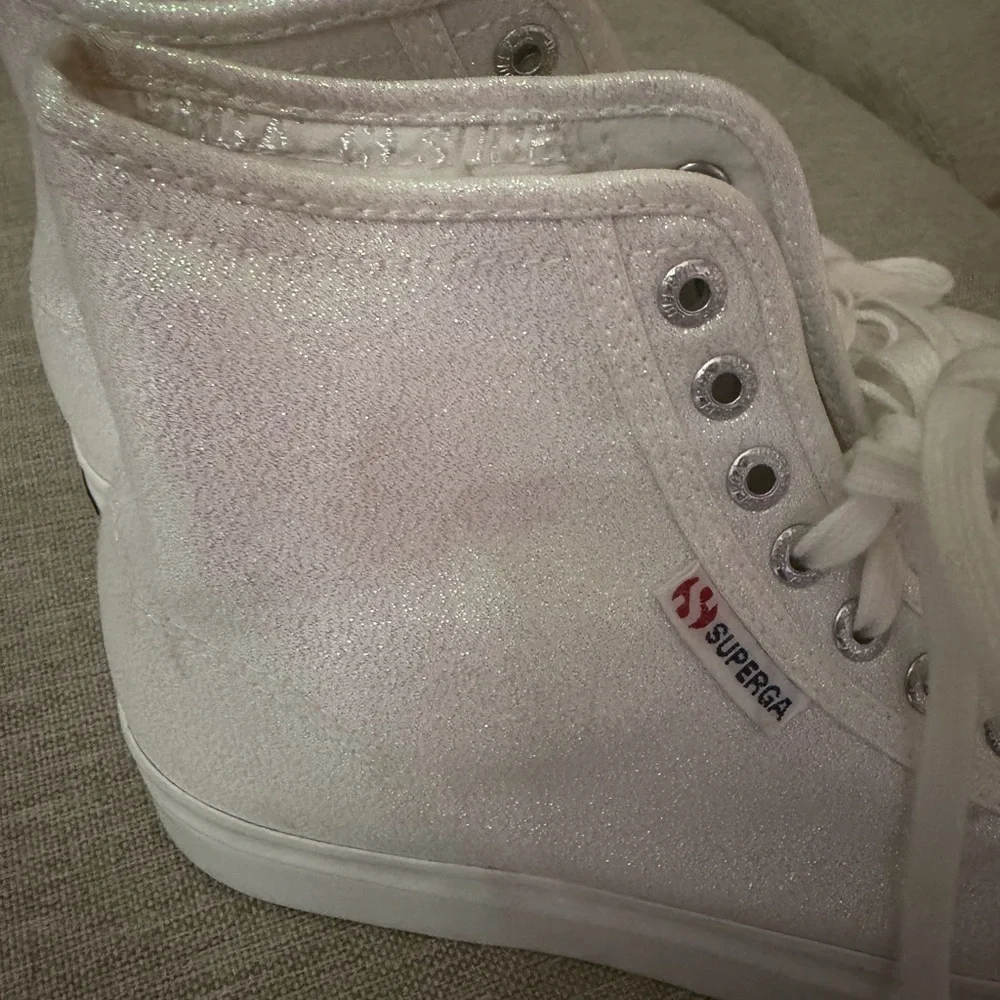 Superga Women's Iridescent White Platform Sneakers